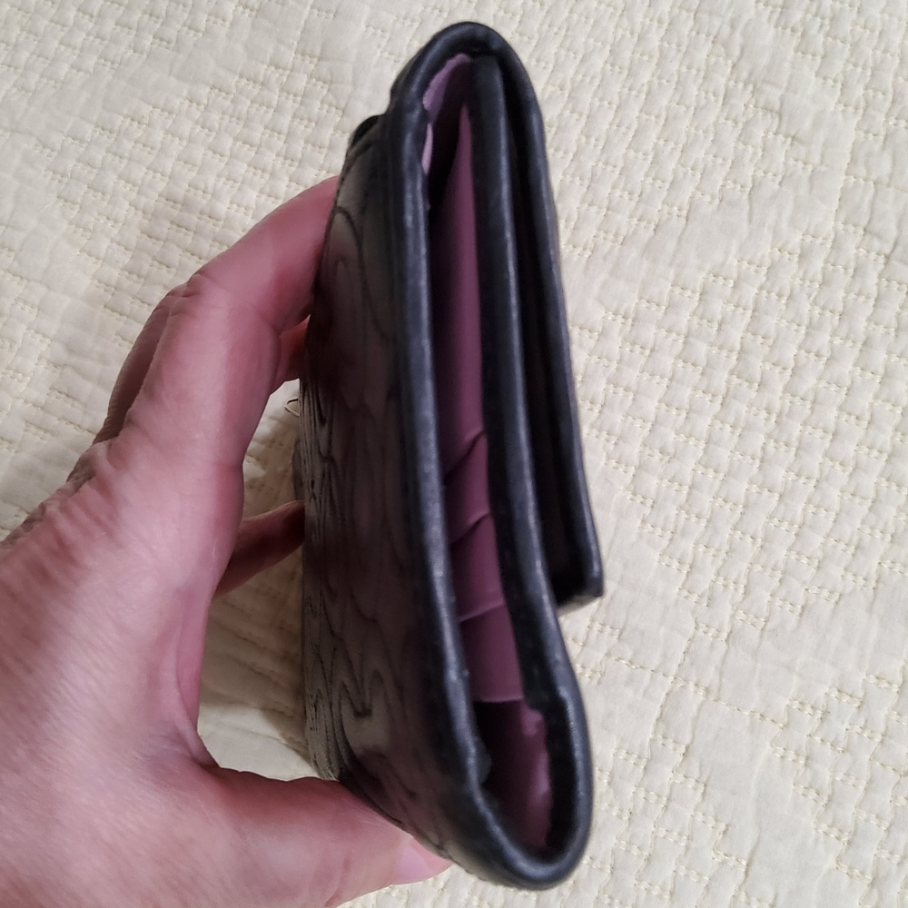 Coach Black Leather Logo Long Wallet - Picture 10 of 10